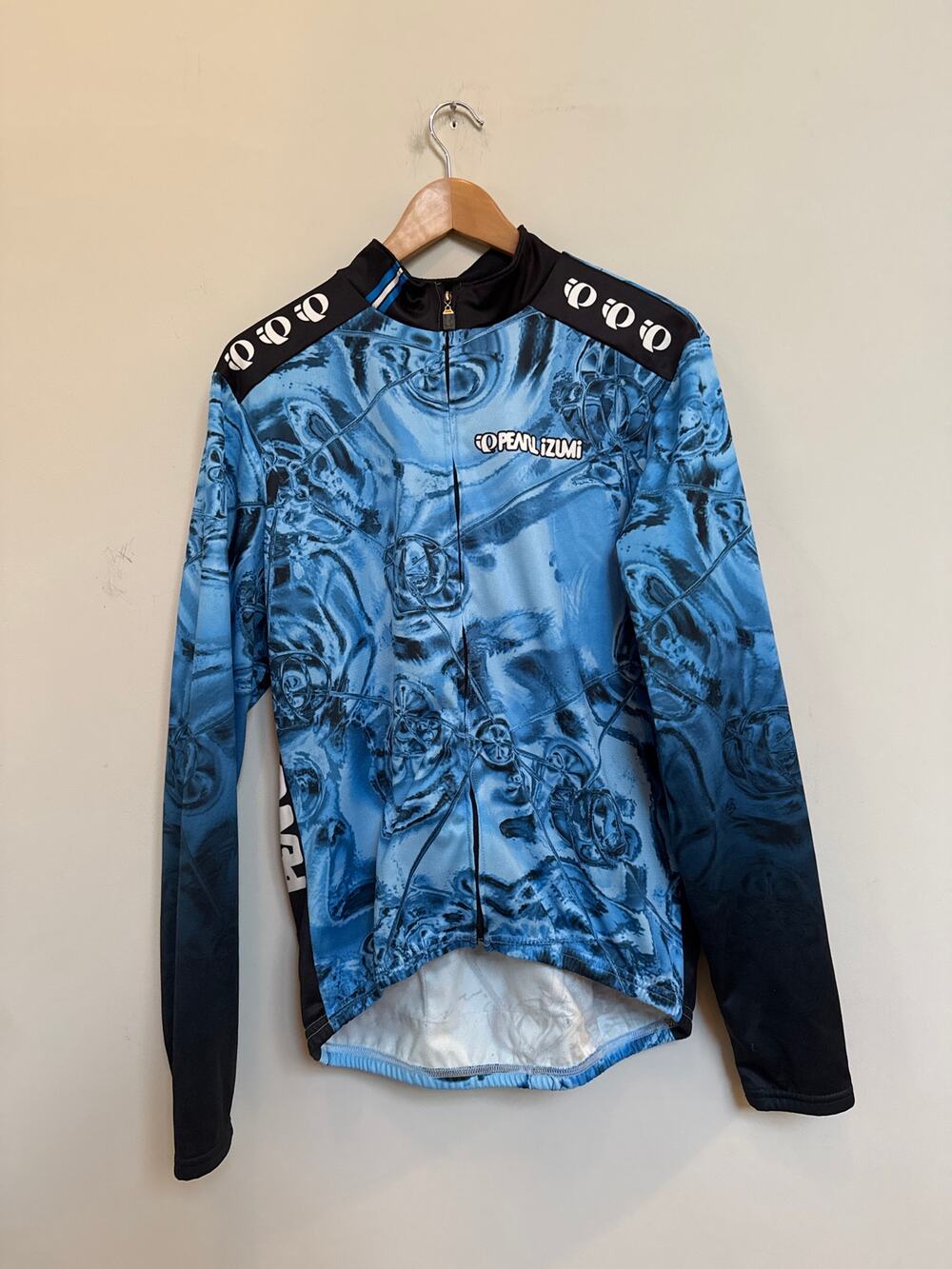 PEARL IZUMI Men’s Cycling windbreaker jacket lightweight blue printed full zip
